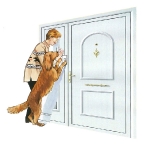 Perro tocando el timbre